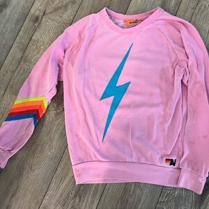 Aviator Nation Pink and Blue Lightning Bolt Sweatshirt